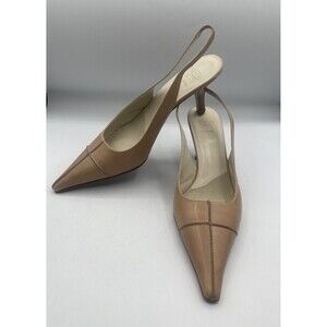Joan & David CIRCA Cjduke Cafe Au Lait Leather Upper Slingback Pumps 3” Heel 13M